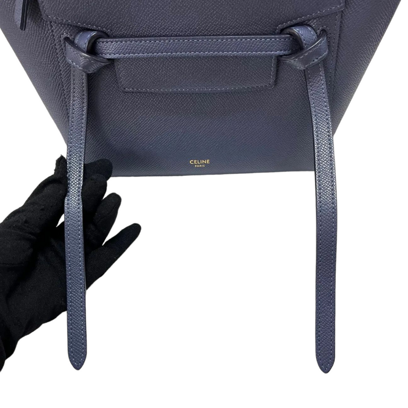 Nano Belt Bag Grained Leather Blue GHW