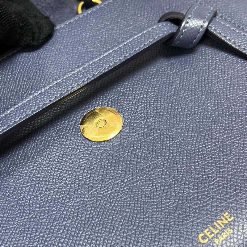 Nano Belt Bag Grained Leather Blue GHW