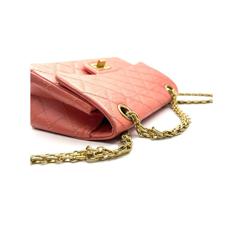 Chanel Mini Flap Bag with Top Handle Pink Crumpled Lambskin Aged