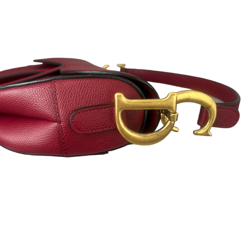 Mini Saddle Bag with Strap Purple Smooth Calfskin