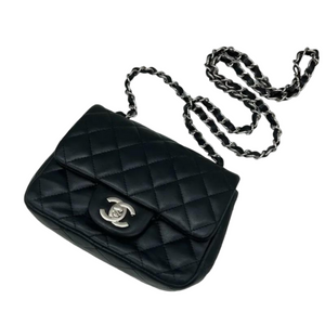 Mini Rectangle Lambskin Black SHW