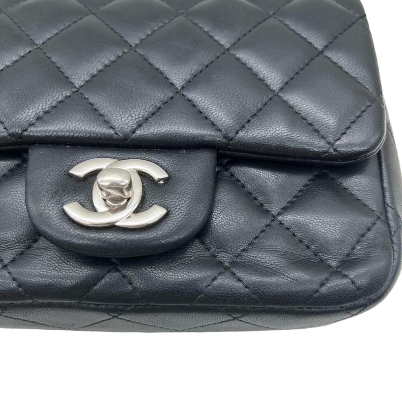 Mini Rectangle Lambskin Black SHW