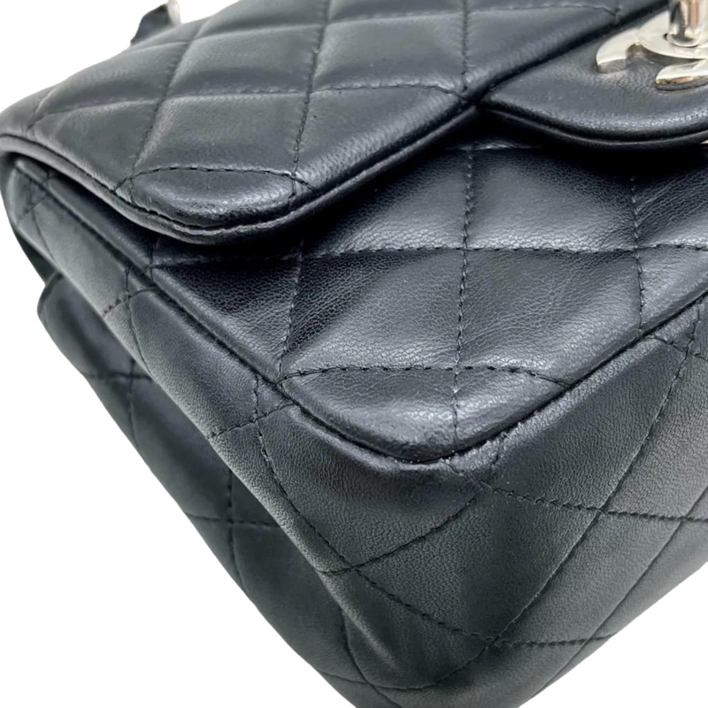 Mini Rectangle Lambskin Black SHW