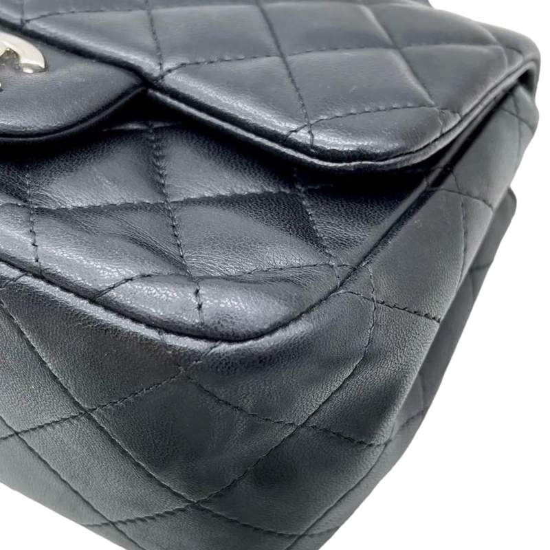 Mini Rectangle Lambskin Black SHW