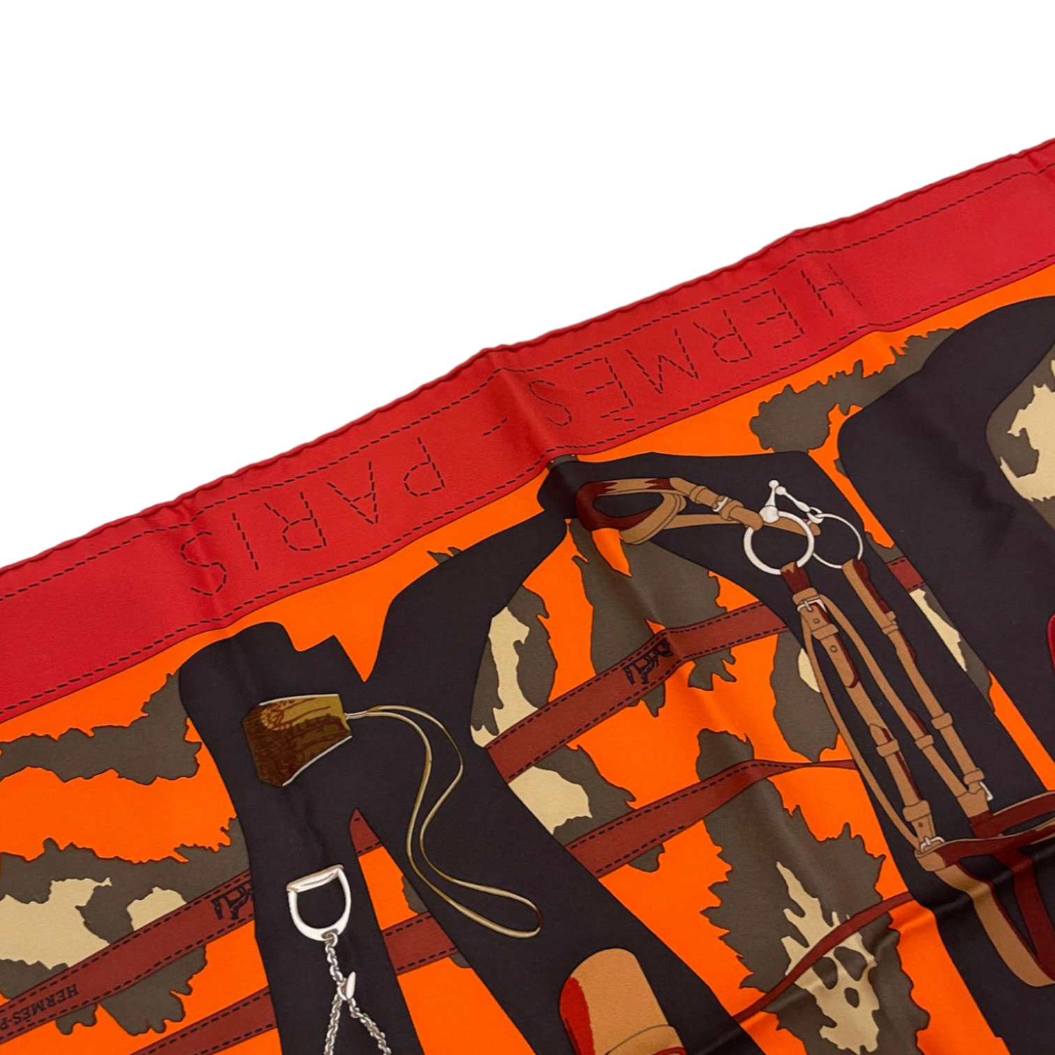 HERMES シルクスカーフ 90cm Monsieur Madame Pre-Owned Brown & Multicolor 'Monsieur et Madame' Silk Scarf 90