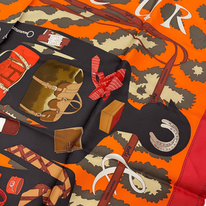 Silk Monsieur Et Madame Scarf 90 Rouge Orange Kaki