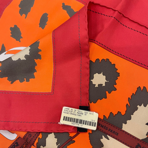 Silk Monsieur Et Madame Scarf 90 Rouge Orange Kaki