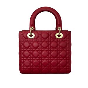 Lady Dior Lambskin Medium Red GHW