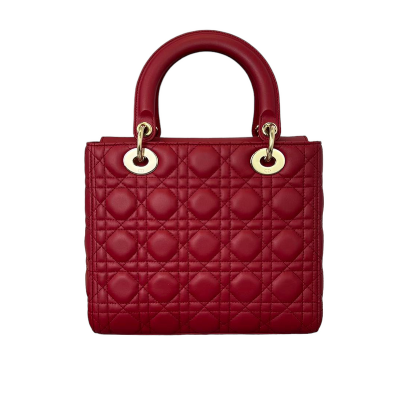 Lady Dior Lambskin Medium Red GHW