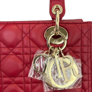 Lady Dior Lambskin Medium Red GHW