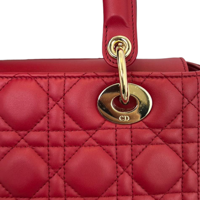 Lady Dior Lambskin Medium Red GHW