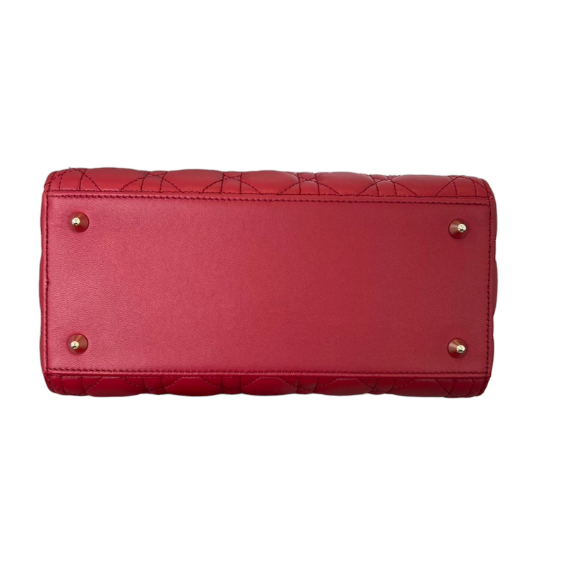 Lady Dior Lambskin Medium Red GHW