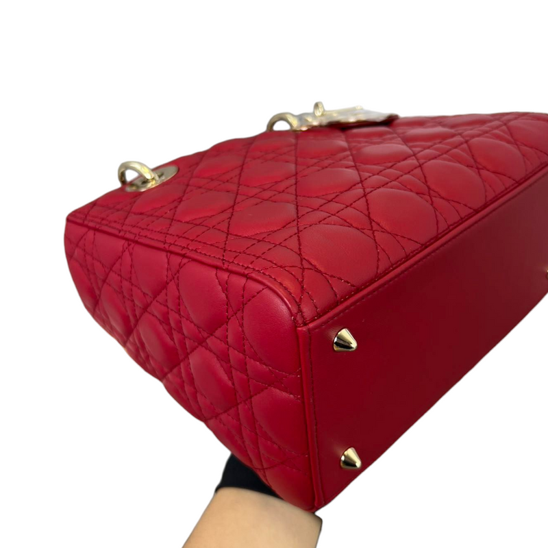 Lady Dior Lambskin Medium Red GHW