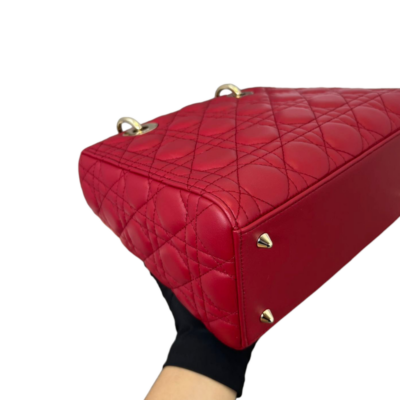 Lady Dior Lambskin Medium Red GHW