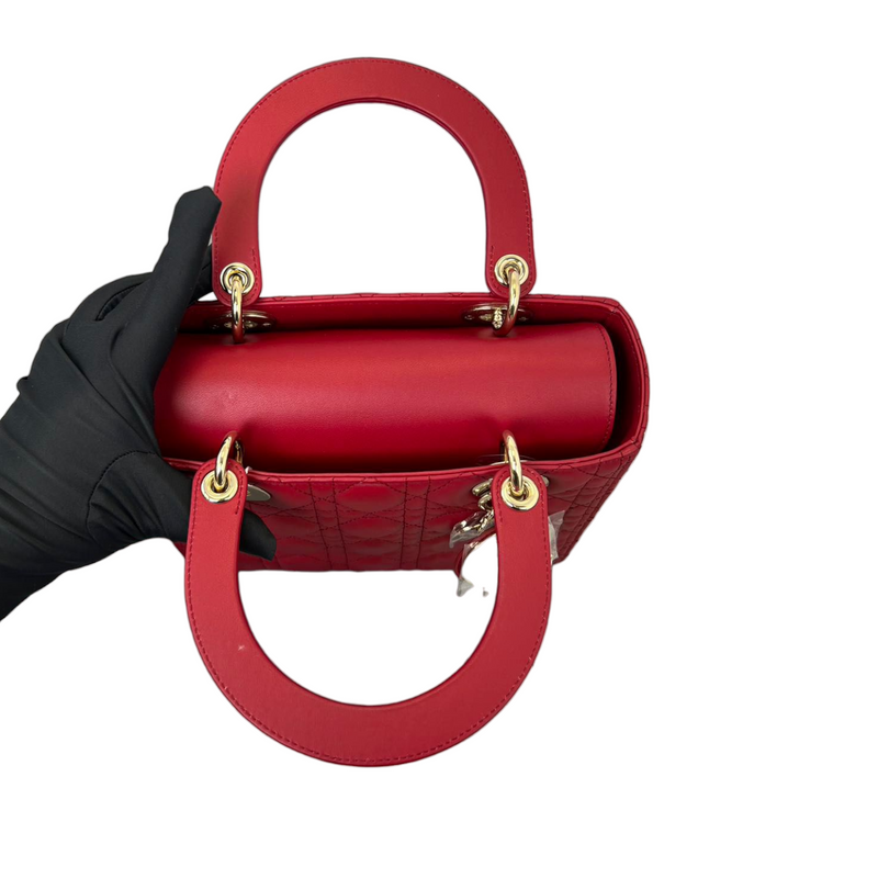 Lady Dior Lambskin Medium Red GHW