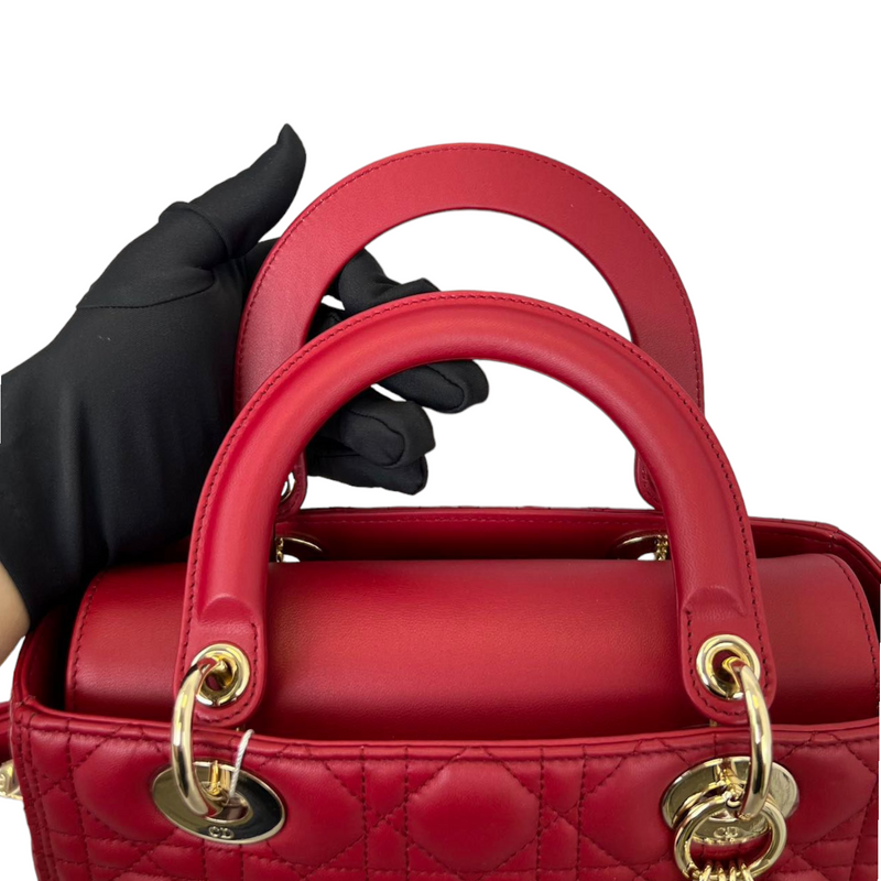 Lady Dior Lambskin Medium Red GHW