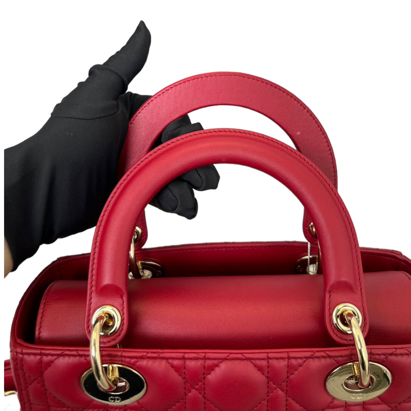 Lady Dior Lambskin Medium Red GHW