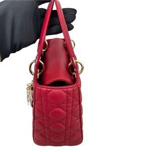 Lady Dior Lambskin Medium Red GHW