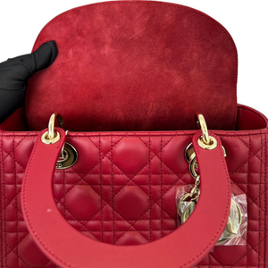 Lady Dior Lambskin Medium Red GHW