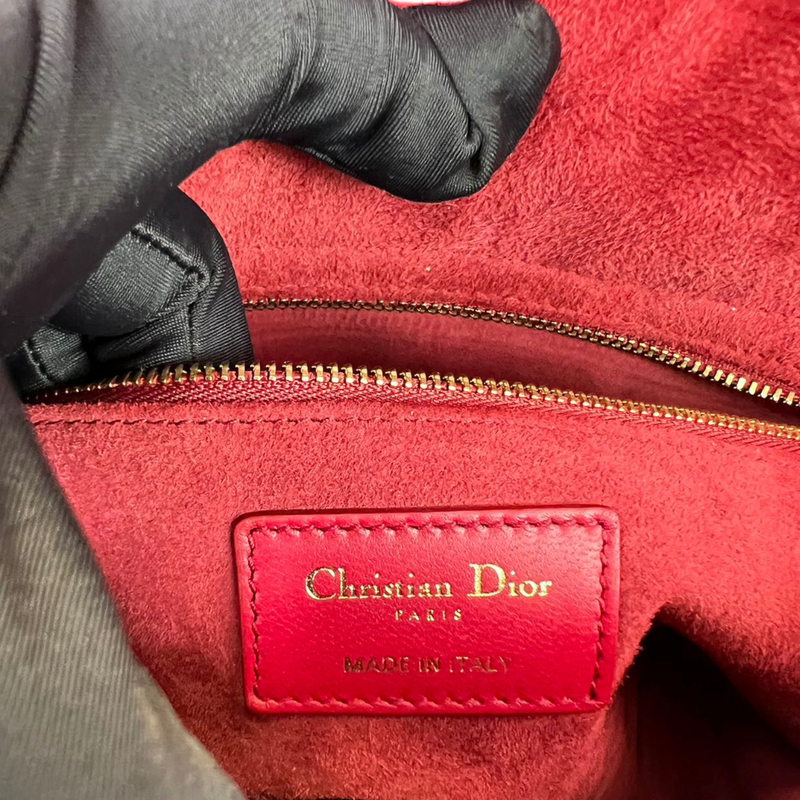 Lady Dior Lambskin Medium Red GHW