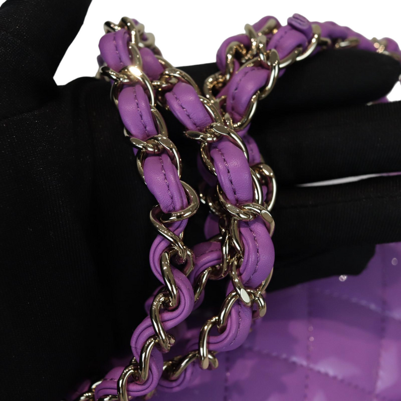 Chanel Metallic Purple Quilted Lambskin Classic Double Flap Medium
