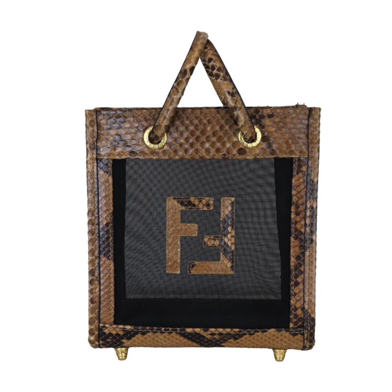 Vintage Mesh Mini Bag Python Brown GHW