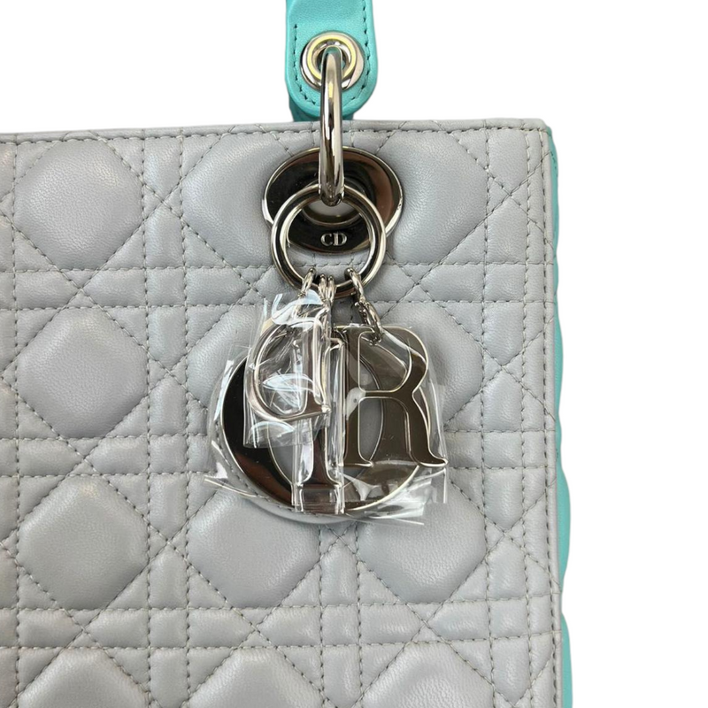 Medium Lady Dior Duo Tone Grey Blue SHW