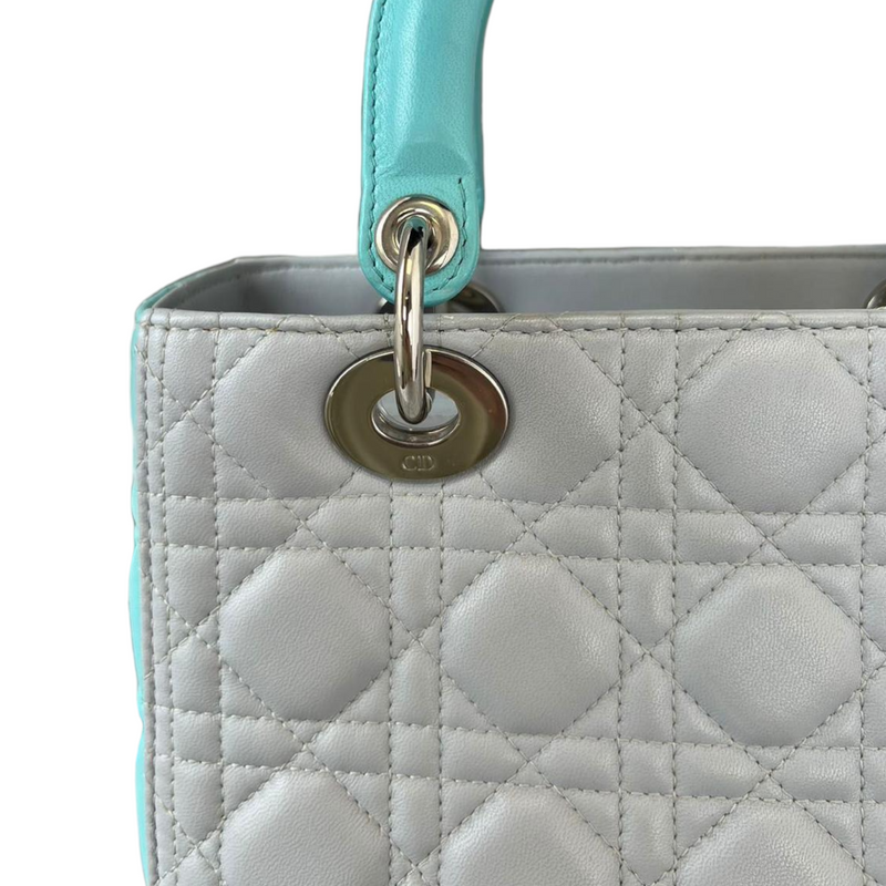 Medium Lady Dior Duo Tone Grey Blue SHW