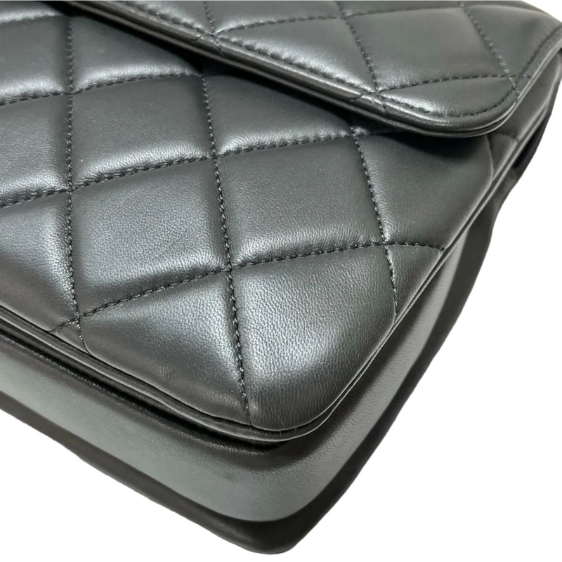 Chanel Grey Quilted Small Metallic Trendy CC Top Handle Flap Bag Ruthenium Hardware, 2015 (Very Good)