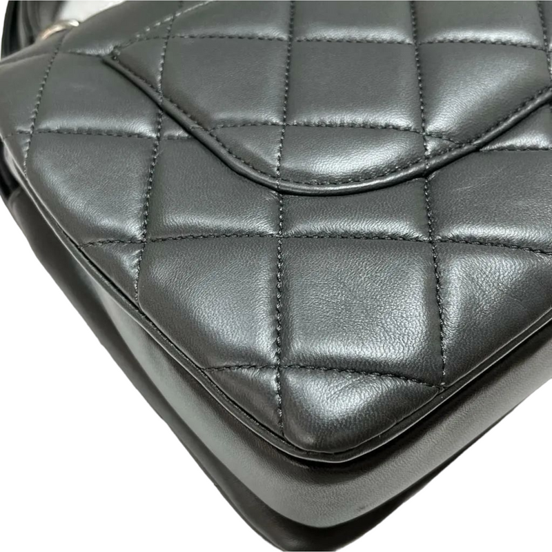 CHANEL Lambskin Quilted Resin Bi-Color Chain Flap Bag Black