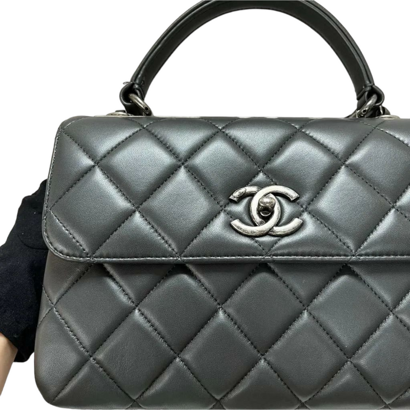 Chanel Light Blue Quilted Lambskin Mini Coco Top Handle Bag Pale