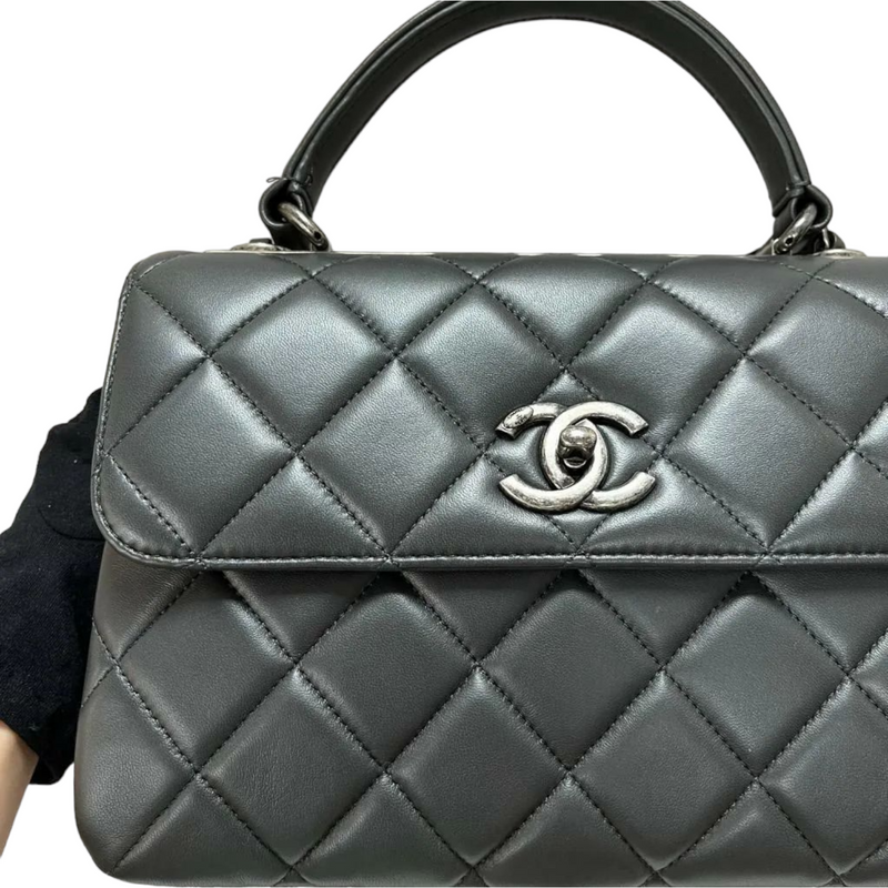 Chanel Black Quilted Lambskin Small Trendy CC Dual Handle Flap