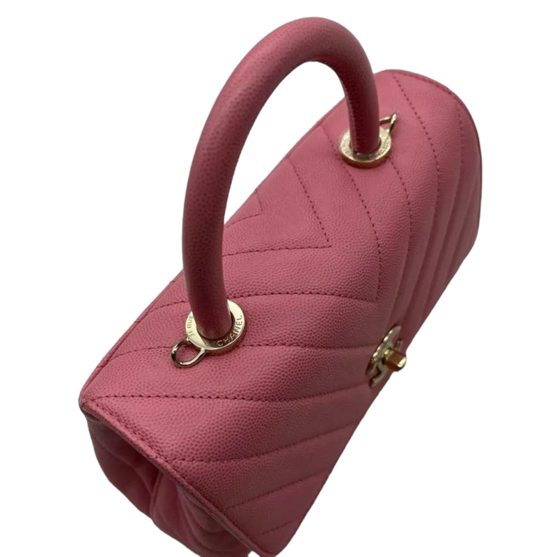 Coco Handle Small Caviar Pink GHW