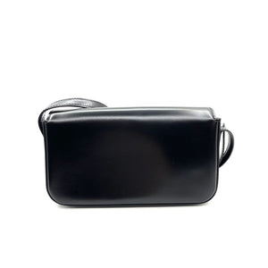 Triomphe Shiny Calfskin Shoulder Bag Black GHW