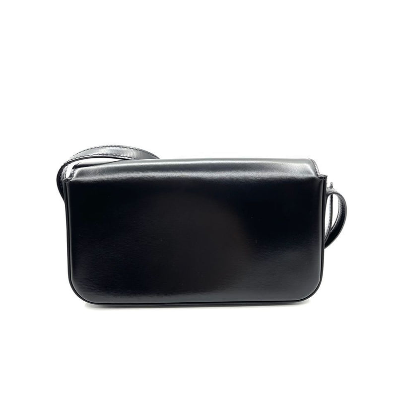 Triomphe Shiny Calfskin Shoulder Bag Black GHW