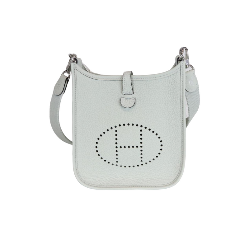 Hermes Evelyne PM Bag Blue Pale Palladium Hardware Clemence Leather