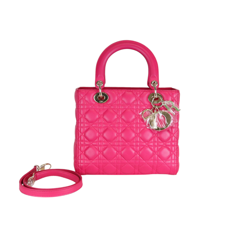 Medium Lady Dior Lambskin Pink GHW