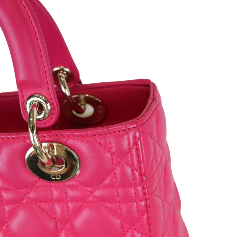 Medium Lady Dior Lambskin Pink GHW