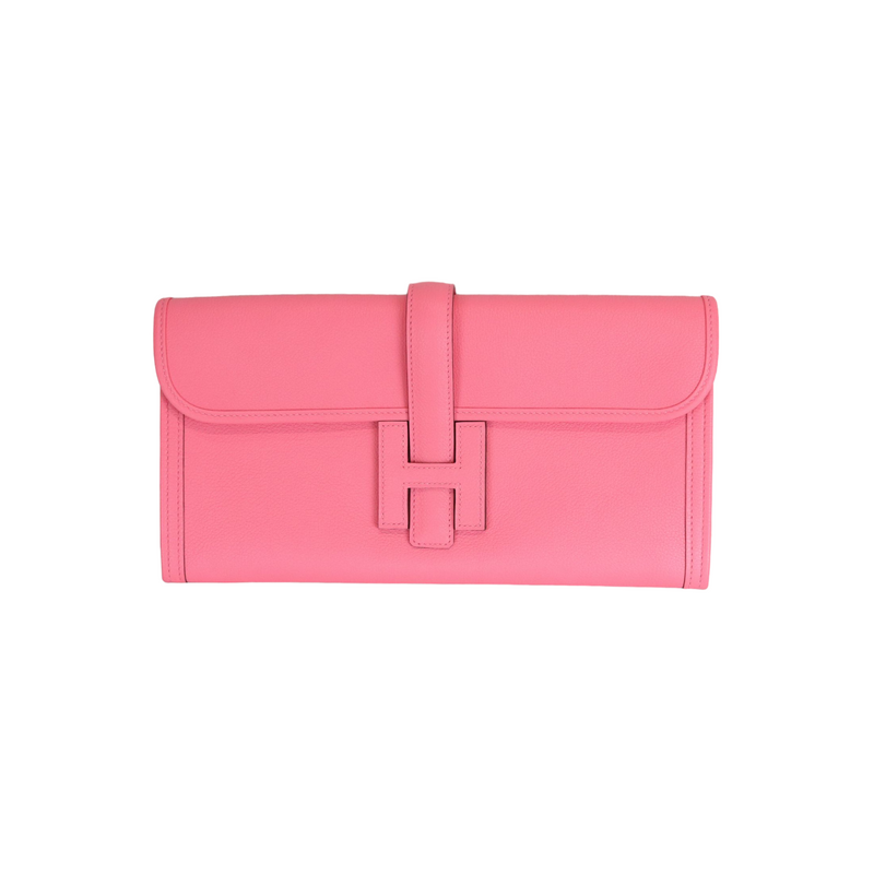 Hermes Jige Elan Clutch Evercolor 29 Rose Azalee in Leather - US