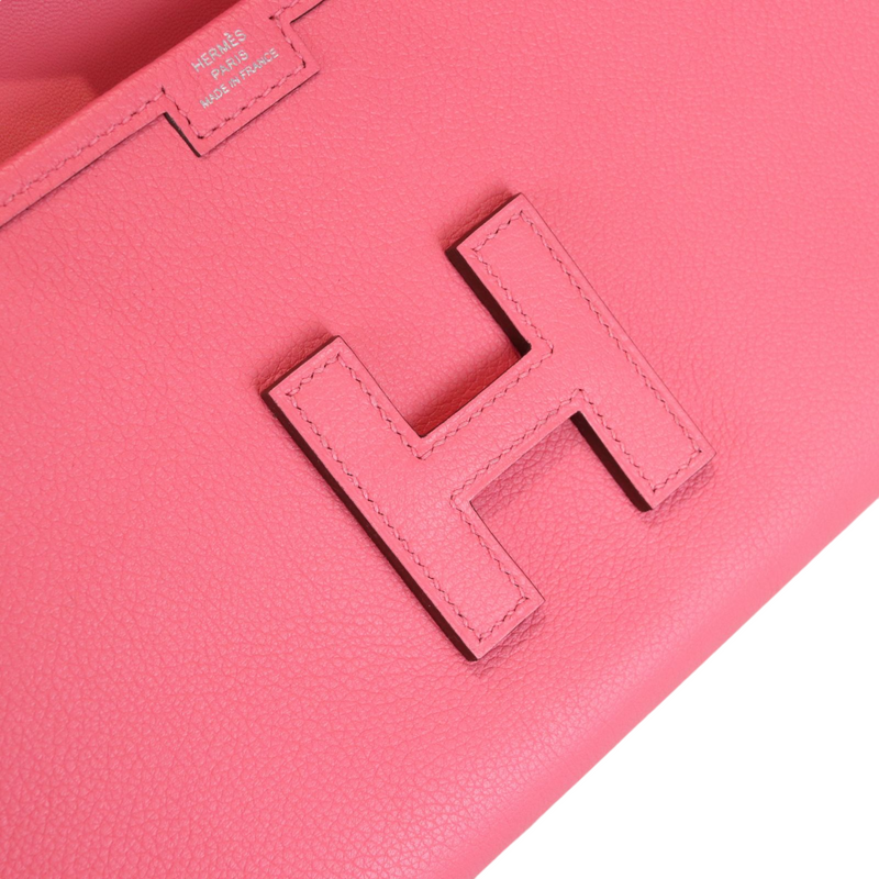 Hermes Rose Azalee Evercolor Leather Jige 29 Clutch Bag