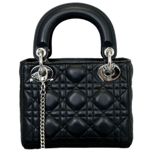 Mini Lady Dior Black Lambskin Cannage SHW