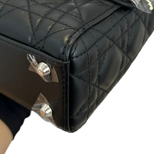 Mini Lady Dior Black Lambskin Cannage SHW