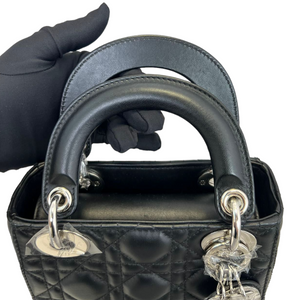 Mini Lady Dior Black Lambskin Cannage SHW