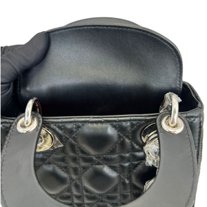 Mini Lady Dior Black Lambskin Cannage SHW