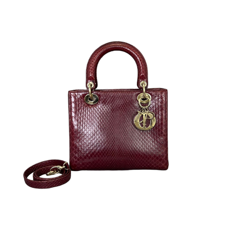 Medium Lady Dior Python Burgundy GHW