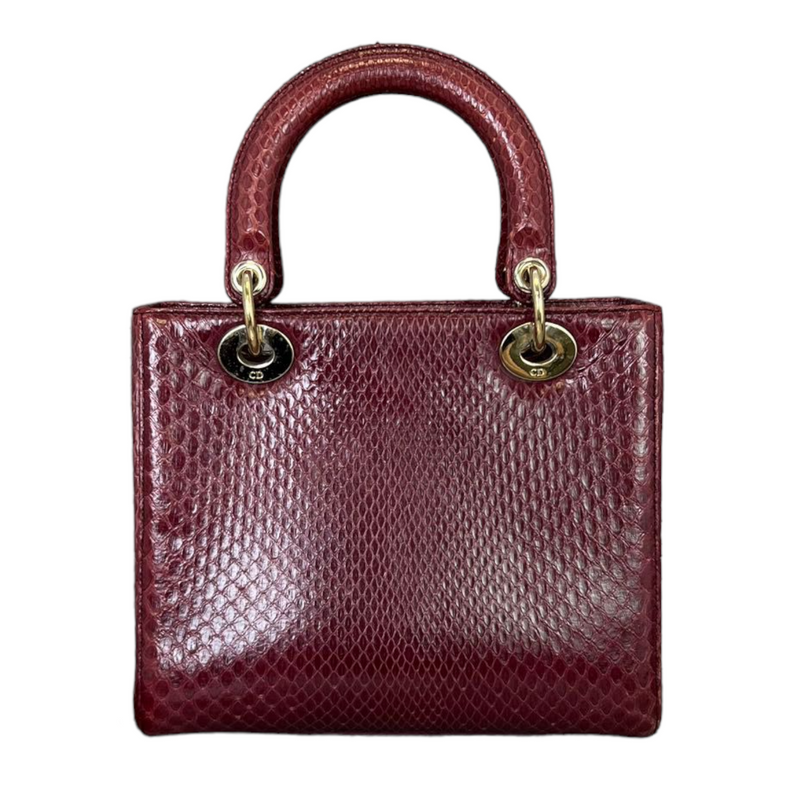 Christian Dior Medium Lady Dior Python Burgundy GHW – Bag Religion