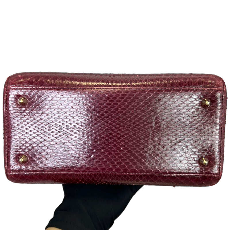 Medium Lady Dior Python Burgundy GHW