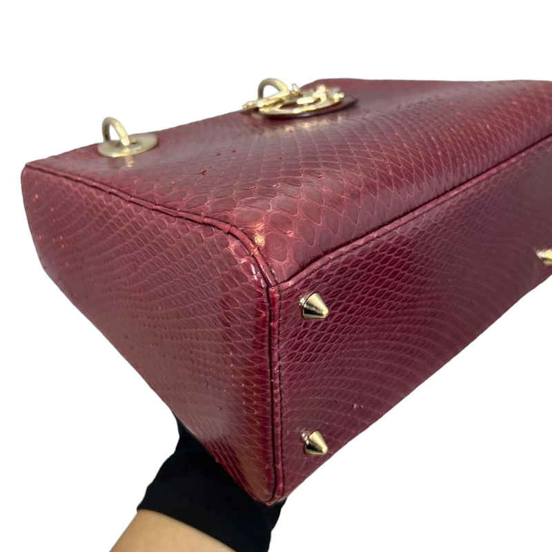 Medium Lady Dior Python Burgundy GHW