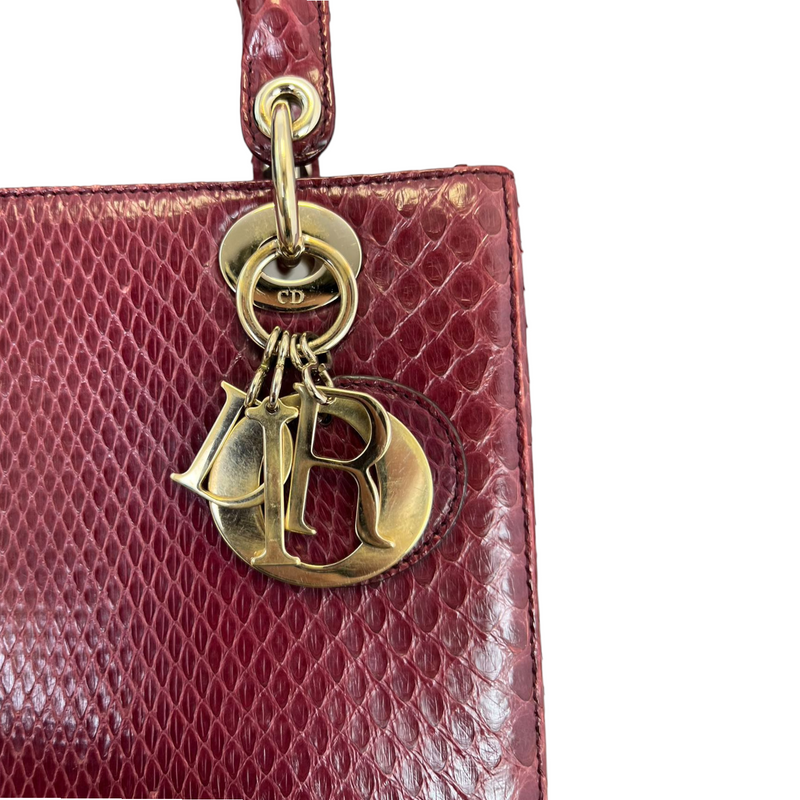 Medium Lady Dior Python Burgundy GHW