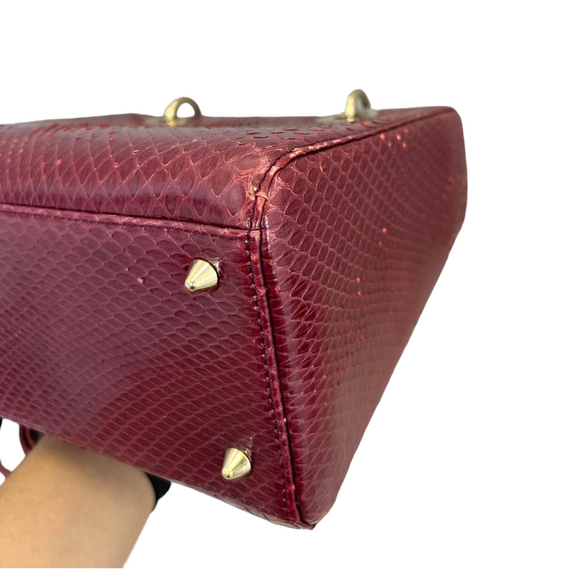 Medium Lady Dior Python Burgundy GHW